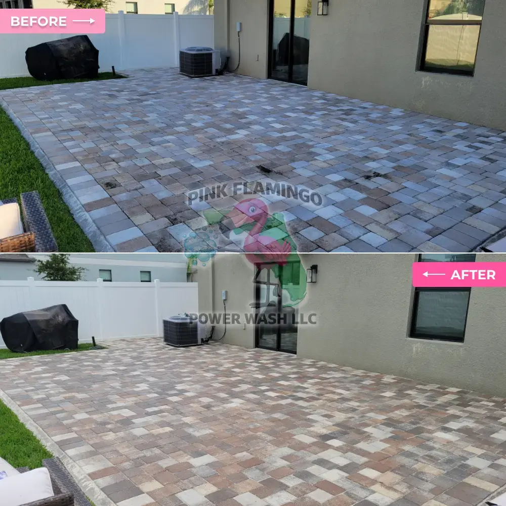 Before and after paver patio pressure washing Tampa FL Before and after paver patio pressure washing Tampa FL